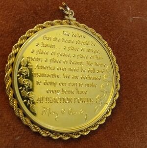 Vintage Gold Filled Mary Crowley Medallion Pendant